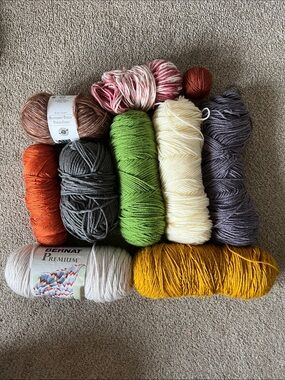 Mixed Yarn Bundle in Varied Colors / mostly acrylic / crochet